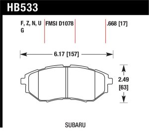 Subaru Tribeca Brake Pads - Front - Hawk Performance - HPS 5.0 - `06-`07